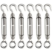 FEPITO 6 Piezas Tensor Tensor de Alambre M4 Acero Inoxidable Ajustable Tensor Gancho y Ojo Set Heavy Duty
